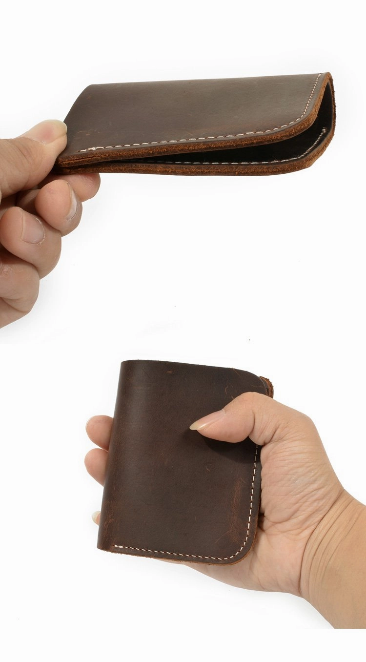 Cool Handmade Leather Mens Brown Bifold billfold Wallet Small Wallet  for Men