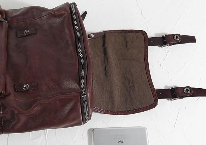 Cool Large Genuine Leather Mens Backpack Coffee Travel Backpack Hiking Backpack for men