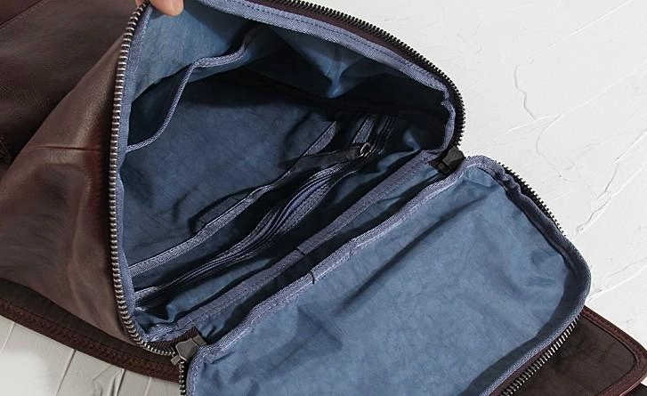 Cool Large Genuine Leather Mens Backpack Coffee Travel Backpack Hiking Backpack for men
