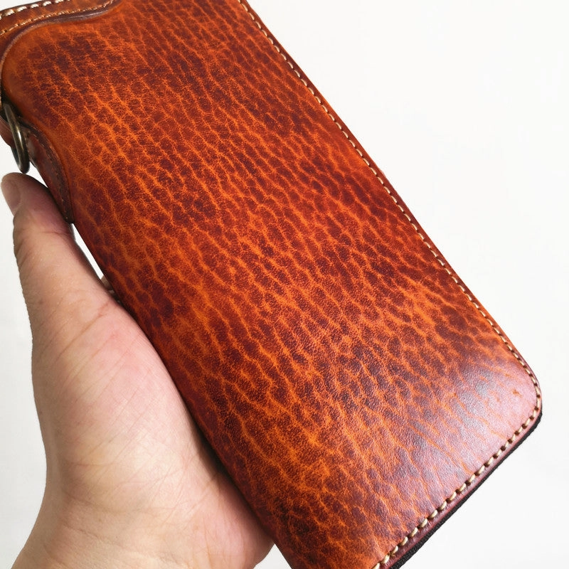 Cool Leather Biker Chain Wallet Mens Vintage Biker Long Zip Wallet for Men