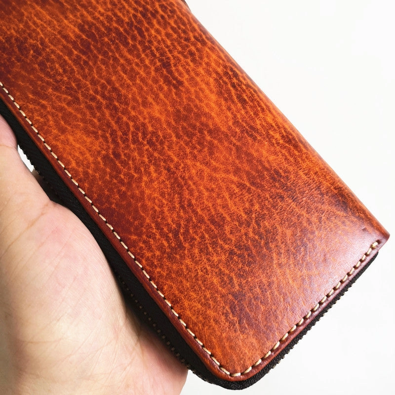 Cool Leather Biker Chain Wallet Mens Vintage Biker Long Zip Wallet for Men