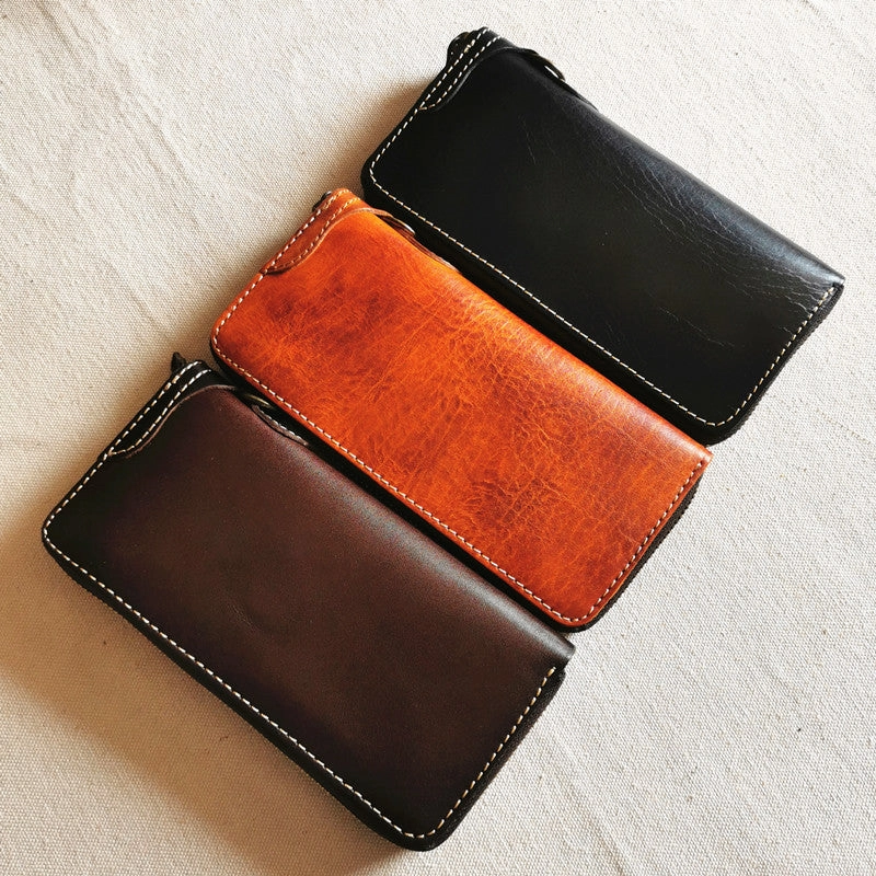 Cool Leather Biker Chain Wallet Mens Vintage Biker Long Zip Wallet for Men
