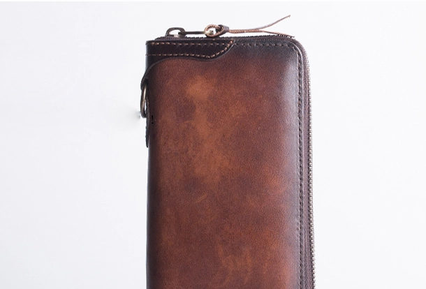 Cool Leather Biker Chain Wallet Mens Vintage Biker Long Zip Wallet for Men