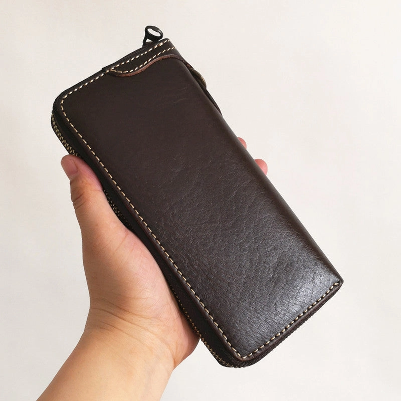 Cool Leather Biker Chain Wallet Mens Vintage Biker Long Zip Wallet for Men