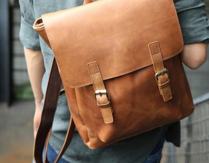 Cool Leather Mens Backpack Travel Backpack Laptop Backpack for men
