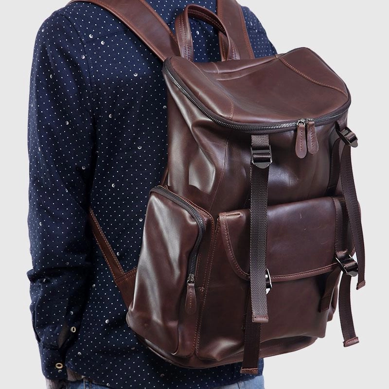 Cool Leather Mens Backpack Travel Backpack School Backpacks for Men