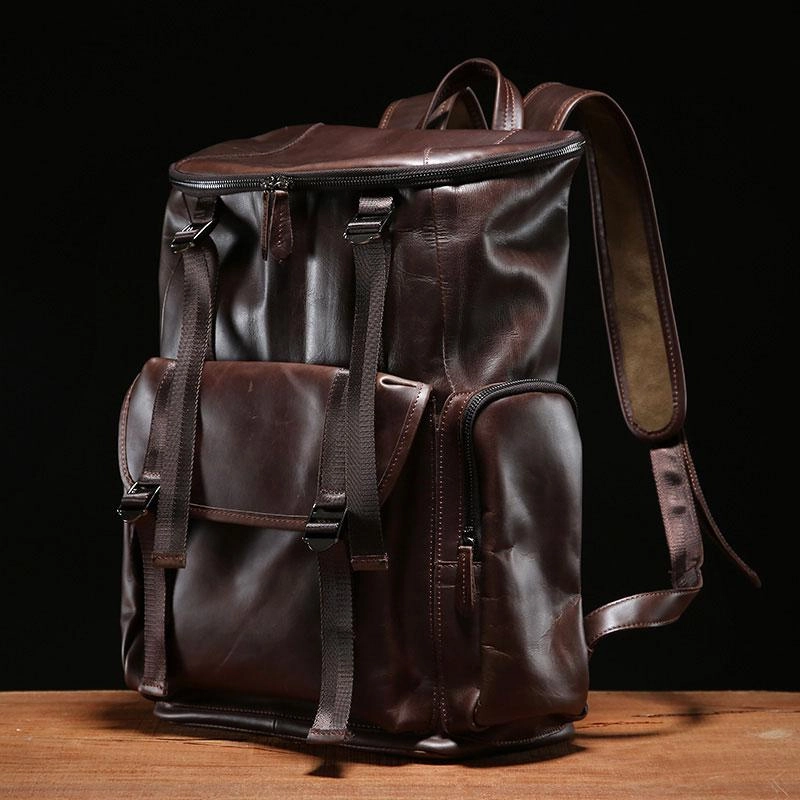 Cool Leather Mens Backpack Travel Backpack School Backpacks for Men