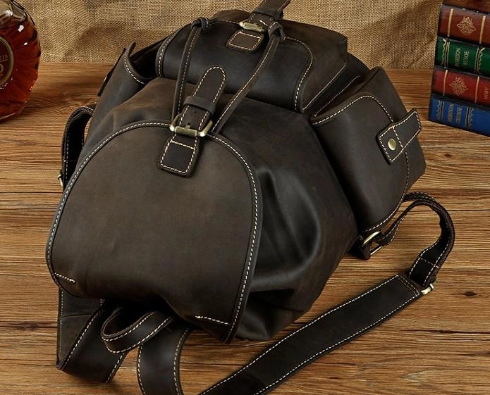 Cool Leather Mens Backpack Vintage Travel Backpack School Backpack for men