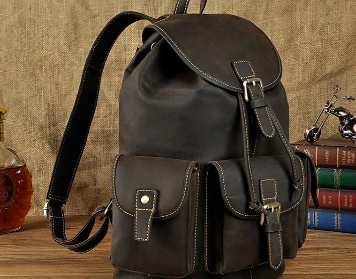 Cool Leather Mens Backpack Vintage Travel Backpack School Backpack for men