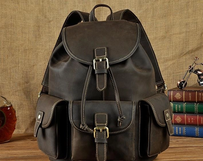 Cool Leather Mens Backpack Vintage Travel Backpack School Backpack for men