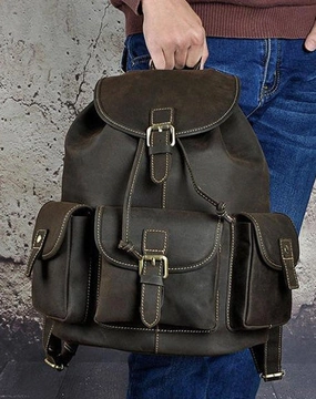 Cool Leather Mens Backpack Vintage Travel Backpack School Backpack for men