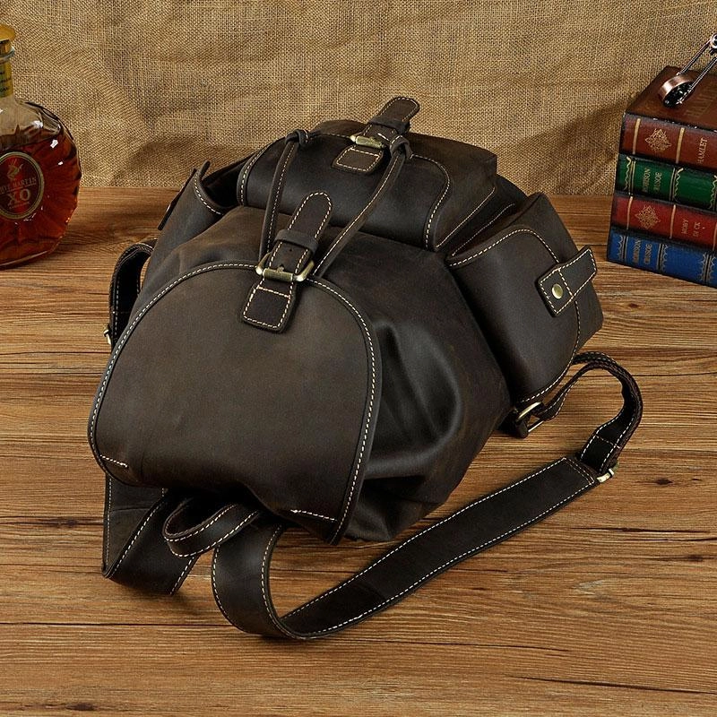 Cool Leather Mens Backpack Vintage Travel Backpack School Backpack for men
