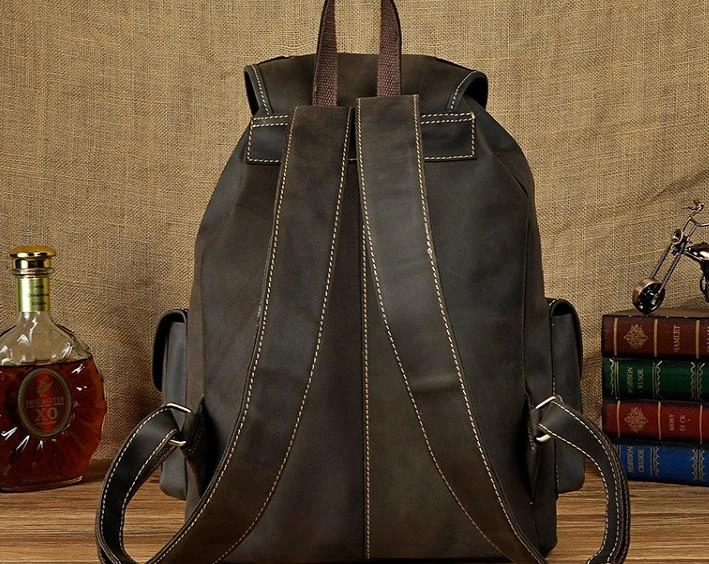 Cool Leather Mens Backpack Vintage Travel Backpack School Backpack for men