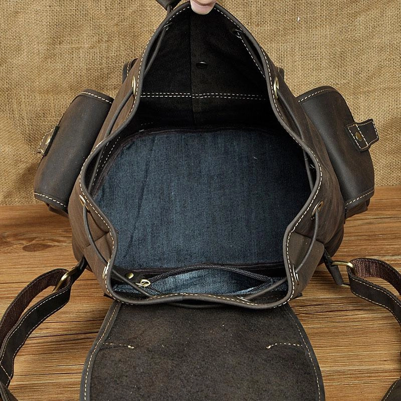 Cool Leather Mens Backpack Vintage Travel Backpack School Backpack for men