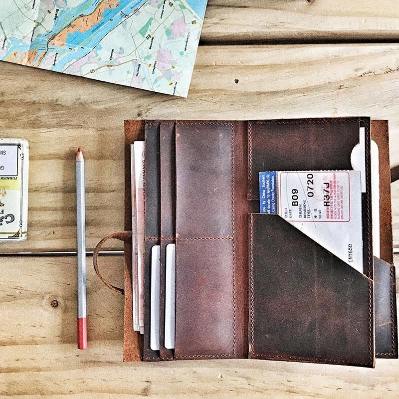 Cool Leather Mens Bifold Long Travel Wallet Leather Long Passport Wallet for Men
