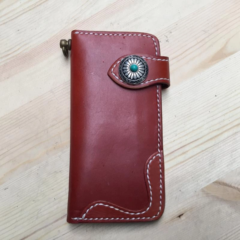 Cool Leather Mens Biker Chain Wallet Handmade Long Chain Wallet with Chain