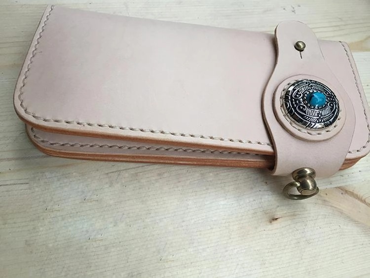 Cool Leather Mens Biker Chain Wallet Handmade Long Chain Wallet with Chain