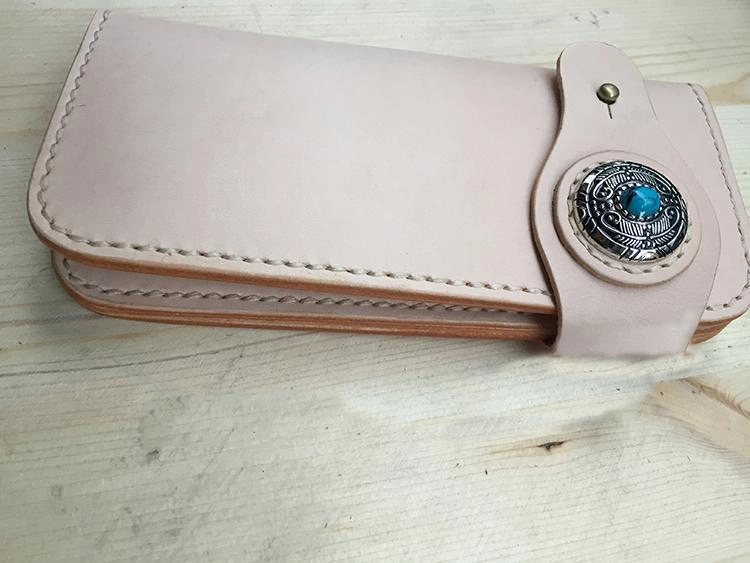 Cool Leather Mens Biker Chain Wallet Handmade Long Chain Wallet with Chain