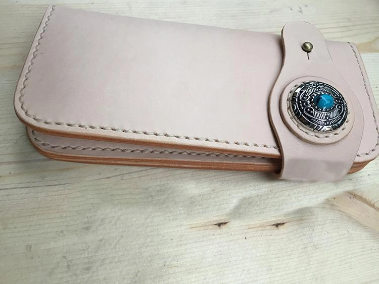 Cool Leather Mens Biker Chain Wallet Handmade Long Chain Wallet with Chain