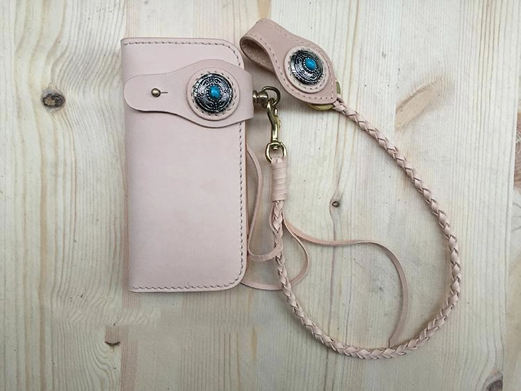 Cool Leather Mens Biker Chain Wallet Handmade Long Chain Wallet with Chain