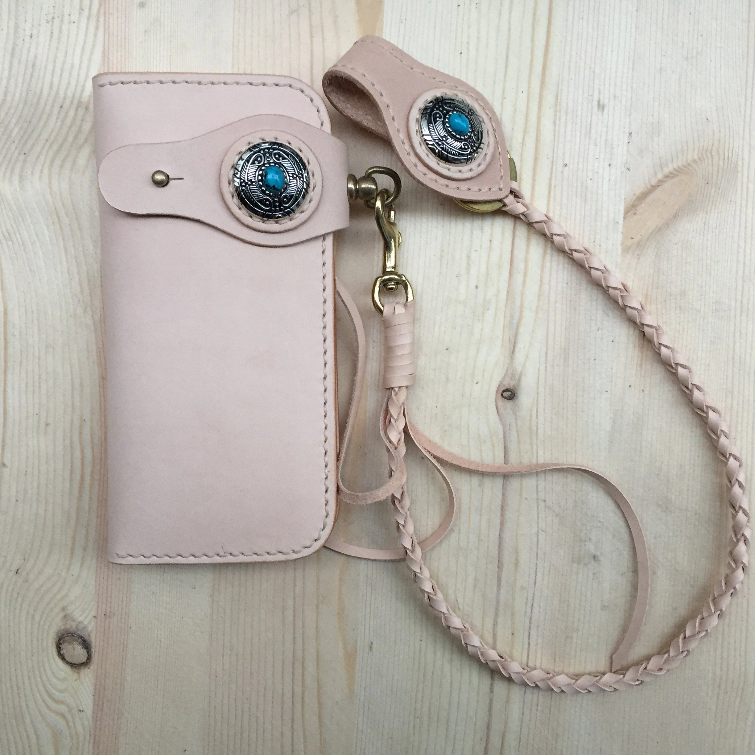 Cool Leather Mens Biker Chain Wallet Handmade Long Chain Wallets with Chain