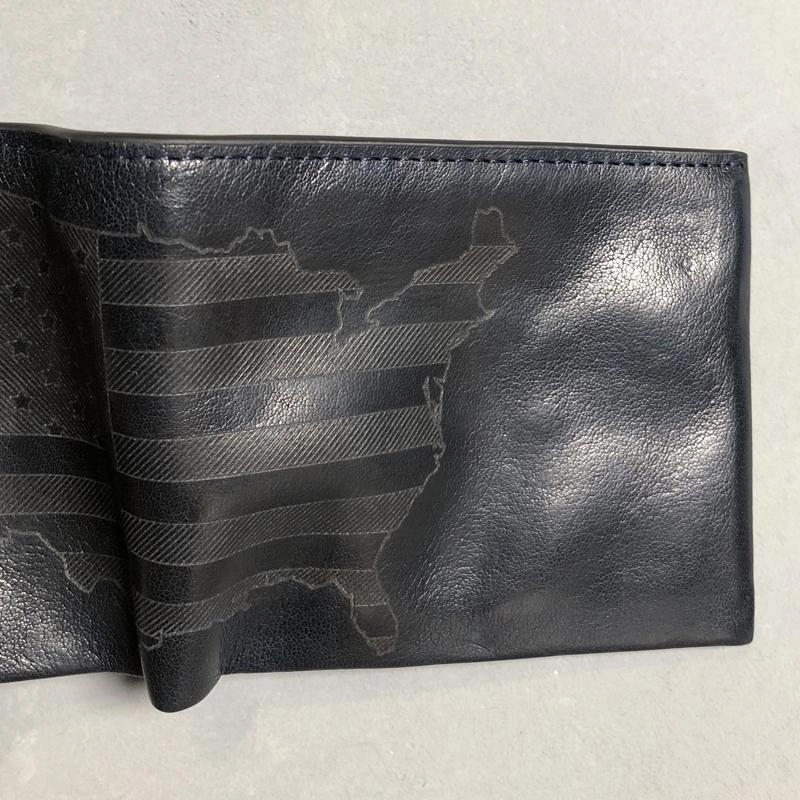 Cool Leather Mens Black Bifold billfold Wallets Small Wallet U.S. Map Wallets Front Pocket Wallet for Men