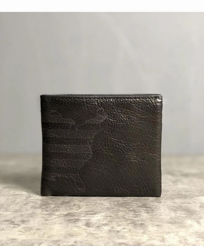 Cool Leather Mens Black Bifold billfold Wallets Small Wallet U.S. Map Wallets Front Pocket Wallet for Men