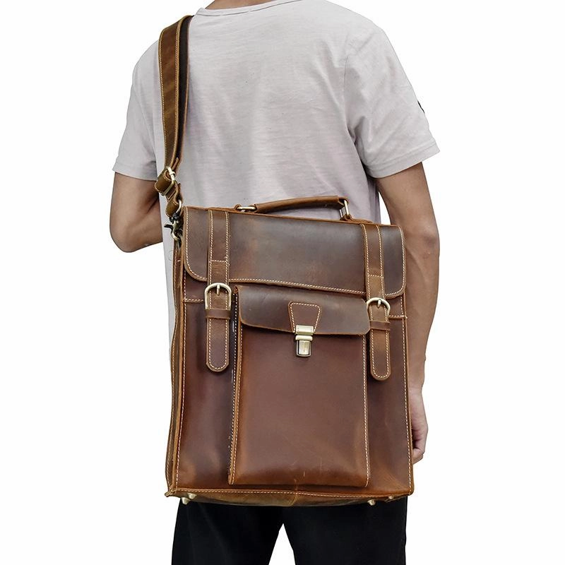 Cool Leather Mens Briefcase Handbag Backpack Satchel Backpack Travel Backpack for Men