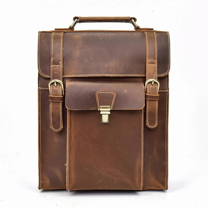 Cool Leather Mens Briefcase Handbag Backpack Satchel Backpack Travel Backpack for Men
