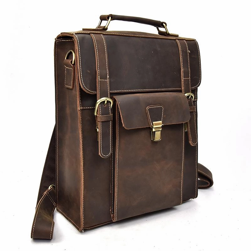 Cool Leather Mens Briefcase Handbag Backpack Satchel Backpack Travel Backpack for Men