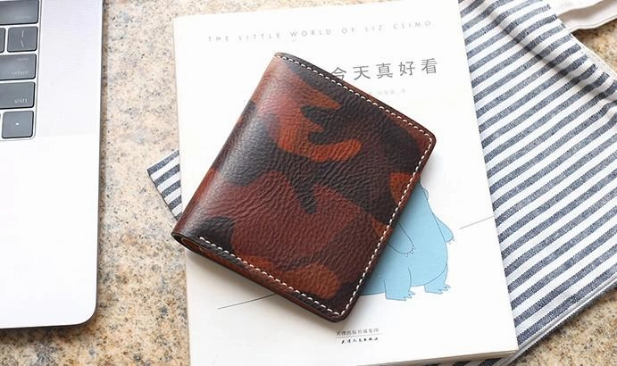 Cool Leather Mens Camouflage Small Wallet Front Pocket Wallet billfold Slim Wallet for Men