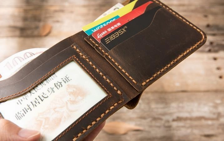 Cool Leather Mens Coffee Slim Small Wallet Bifold Vintage billfold Wallet for Men