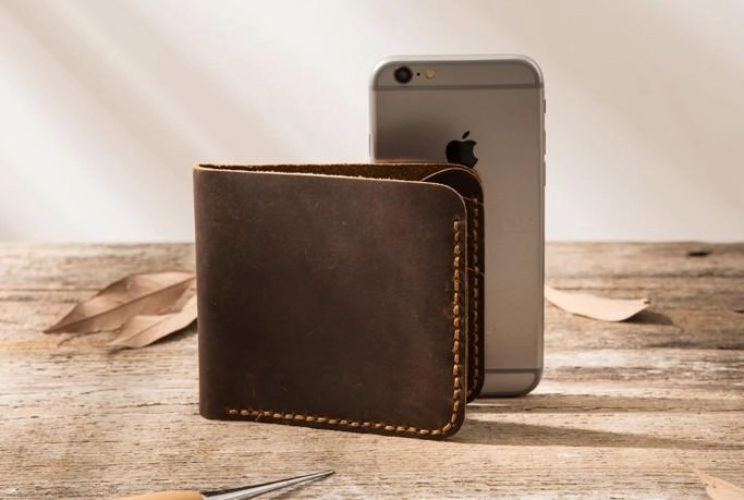 Cool Leather Mens Coffee Slim Small Wallet Bifold Vintage billfold Wallet for Men