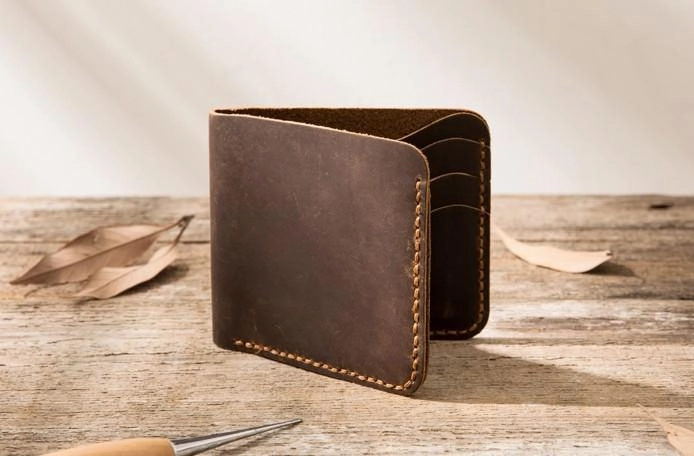 Cool Leather Mens Coffee Slim Small Wallet Bifold Vintage billfold Wallet for Men
