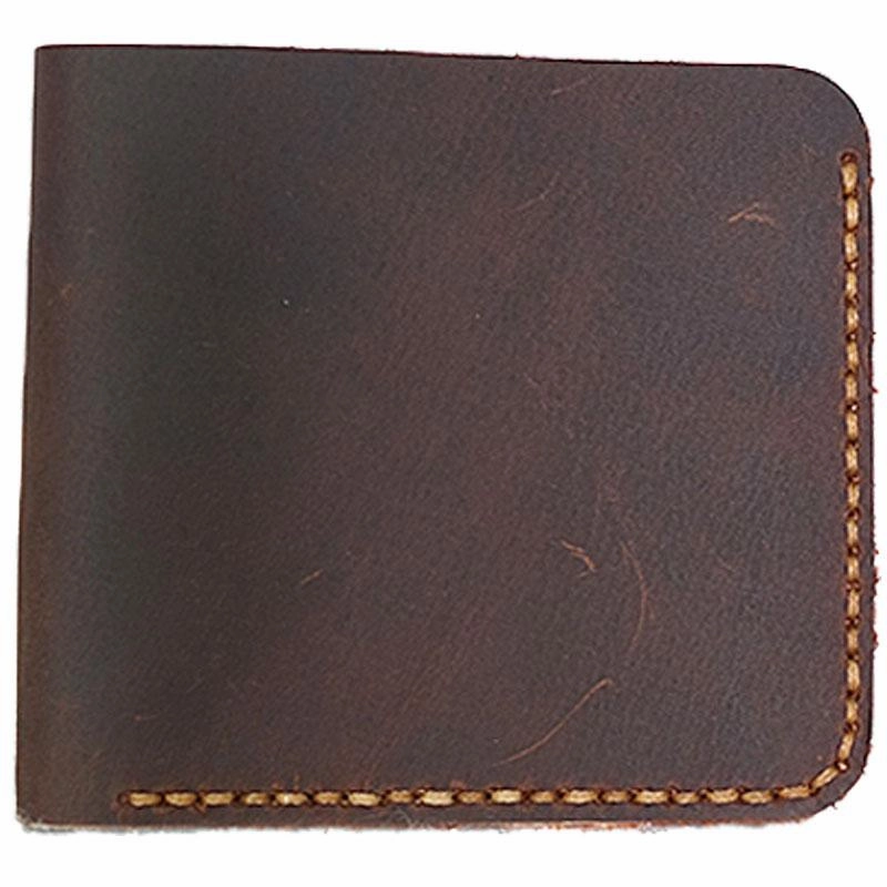Cool Leather Mens Coffee Slim Small Wallet Bifold Vintage billfold Wallet for Men