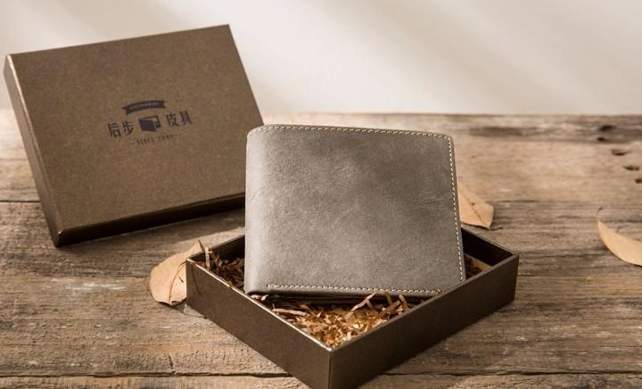 Cool Leather Mens Gray Small Wallet Bifold Vintage Slim billfold Wallet for Men
