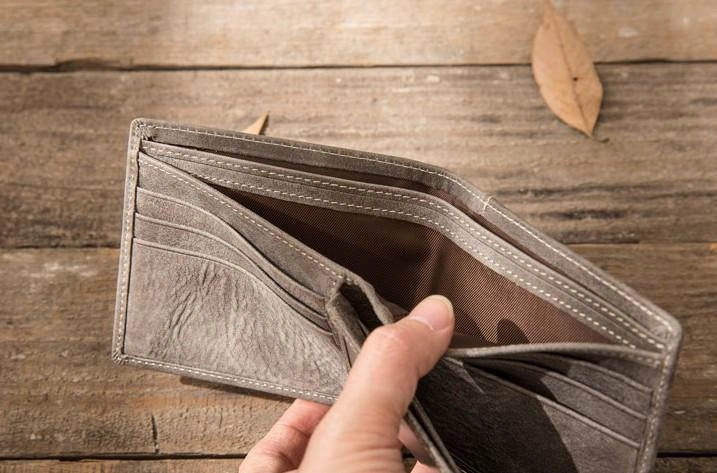 Cool Leather Mens Gray Small Wallet Bifold Vintage Slim billfold Wallet for Men