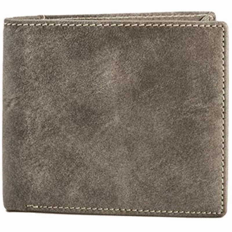 Cool Leather Mens Gray Small Wallet Bifold Vintage Slim billfold Wallet for Men
