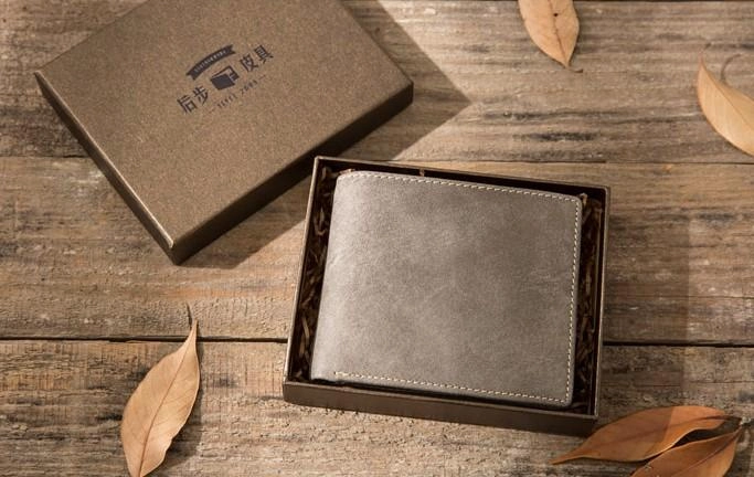 Cool Leather Mens Gray Small Wallet Bifold Vintage Slim billfold Wallet for Men