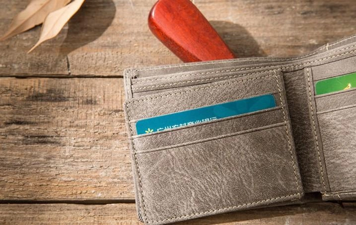 Cool Leather Mens Gray Small Wallet Bifold Vintage Slim billfold Wallet for Men
