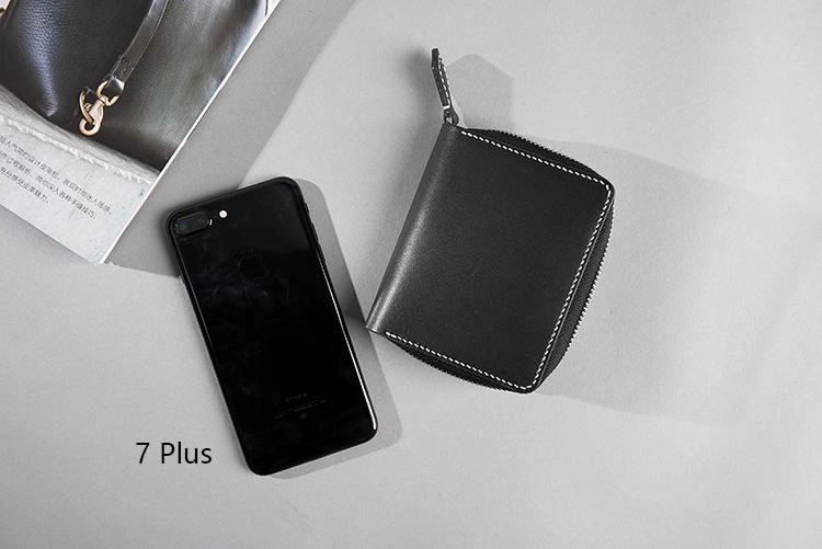 Cool Leather Mens Slim Leather Small Wallets Zipper billfold Wallets Bifold for Men