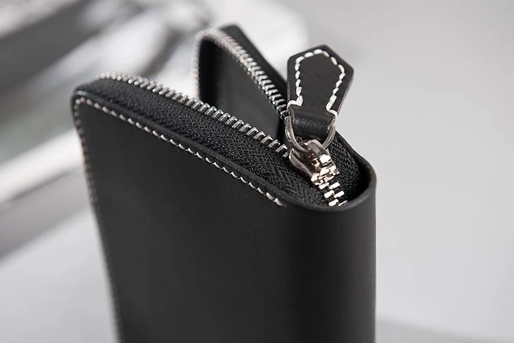 Cool Leather Mens Slim Leather Small Wallets Zipper billfold Wallets Bifold for Men