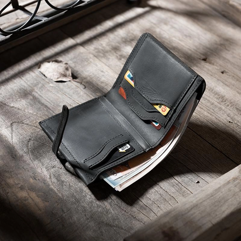 Cool Leather Mens Slim Small Wallets Men billfold Bifold Wallets for Men