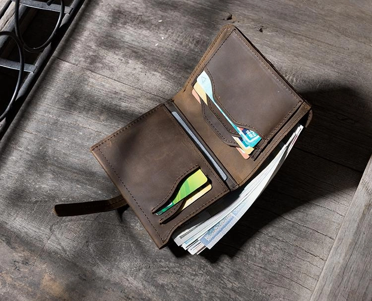 Cool Leather Mens Slim Small Wallets Men billfold Bifold Wallets for Men