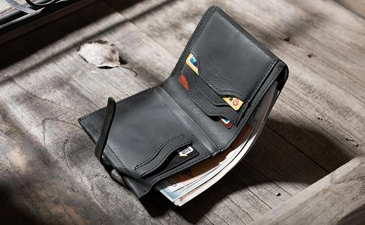 Cool Leather Mens Slim Small Wallets Men billfold Bifold Wallets for Men