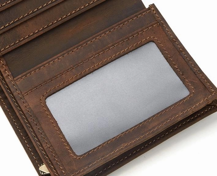 Cool Leather Mens Small Bifold Wallet billfold Wallet Front Pocket Wallets for Men