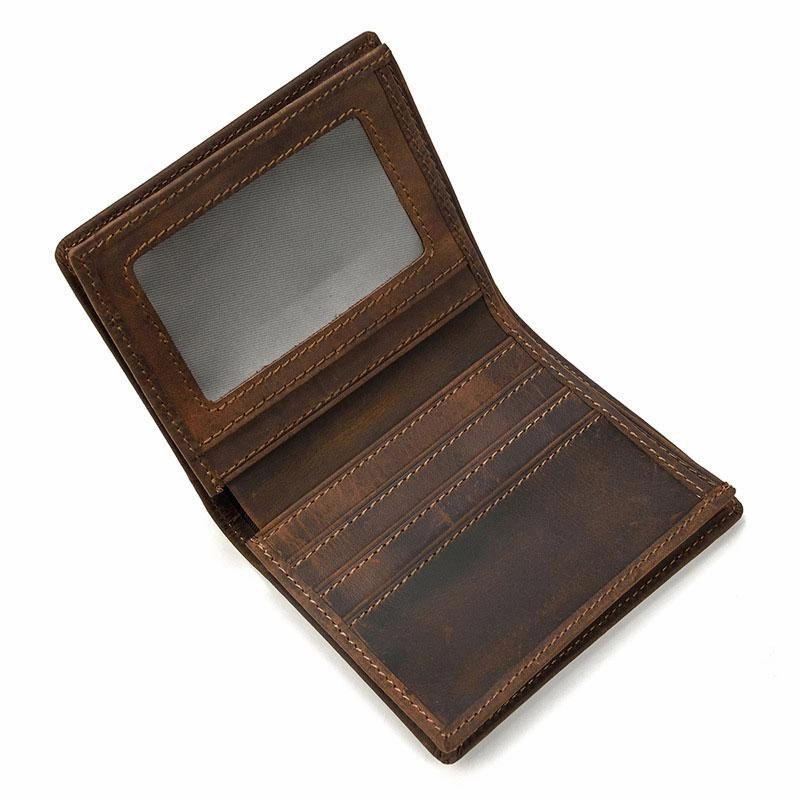 Cool Leather Mens Small Bifold Wallet billfold Wallet Front Pocket Wallets for Men