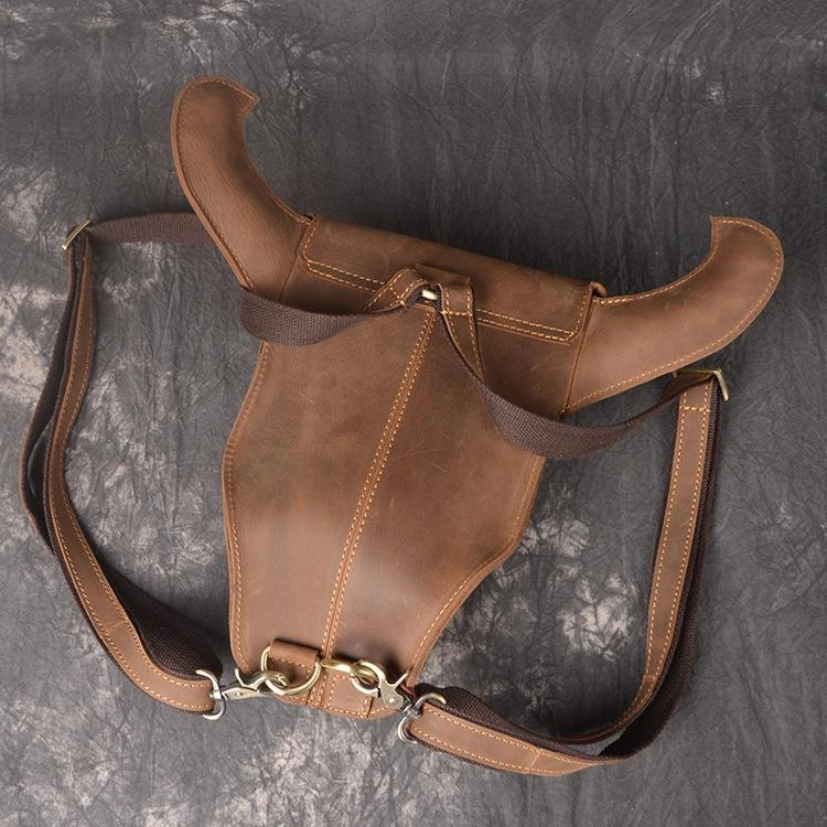 Cool Leather Mens XO Bull Backpack Tan Travel Backpack Unique Backpack for men