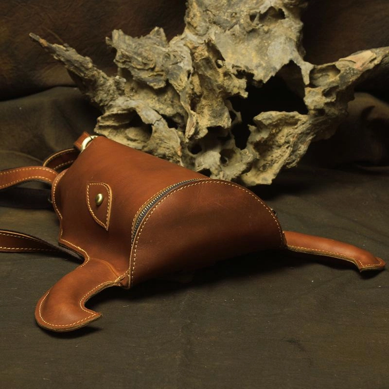 Cool Leather Mens XO Bull Backpack Tan Travel Backpack Unique Backpack for men