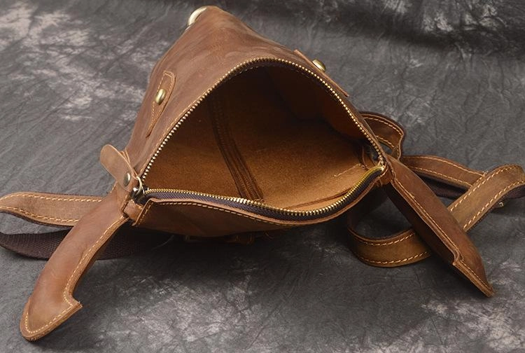 Cool Leather Mens XO Bull Backpack Tan Travel Backpack Unique Backpack for men